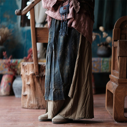 Falda maxi asimétrica de algodón Vintage Bloom