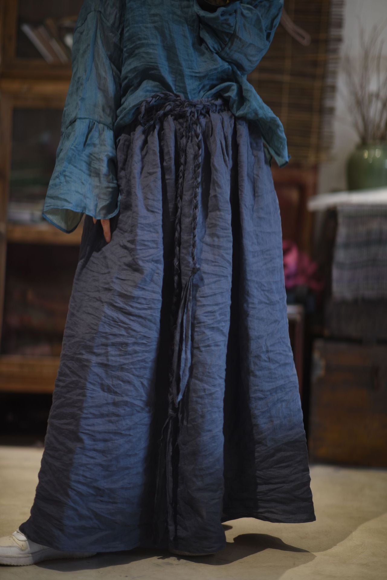 Falda larga de gasa retro