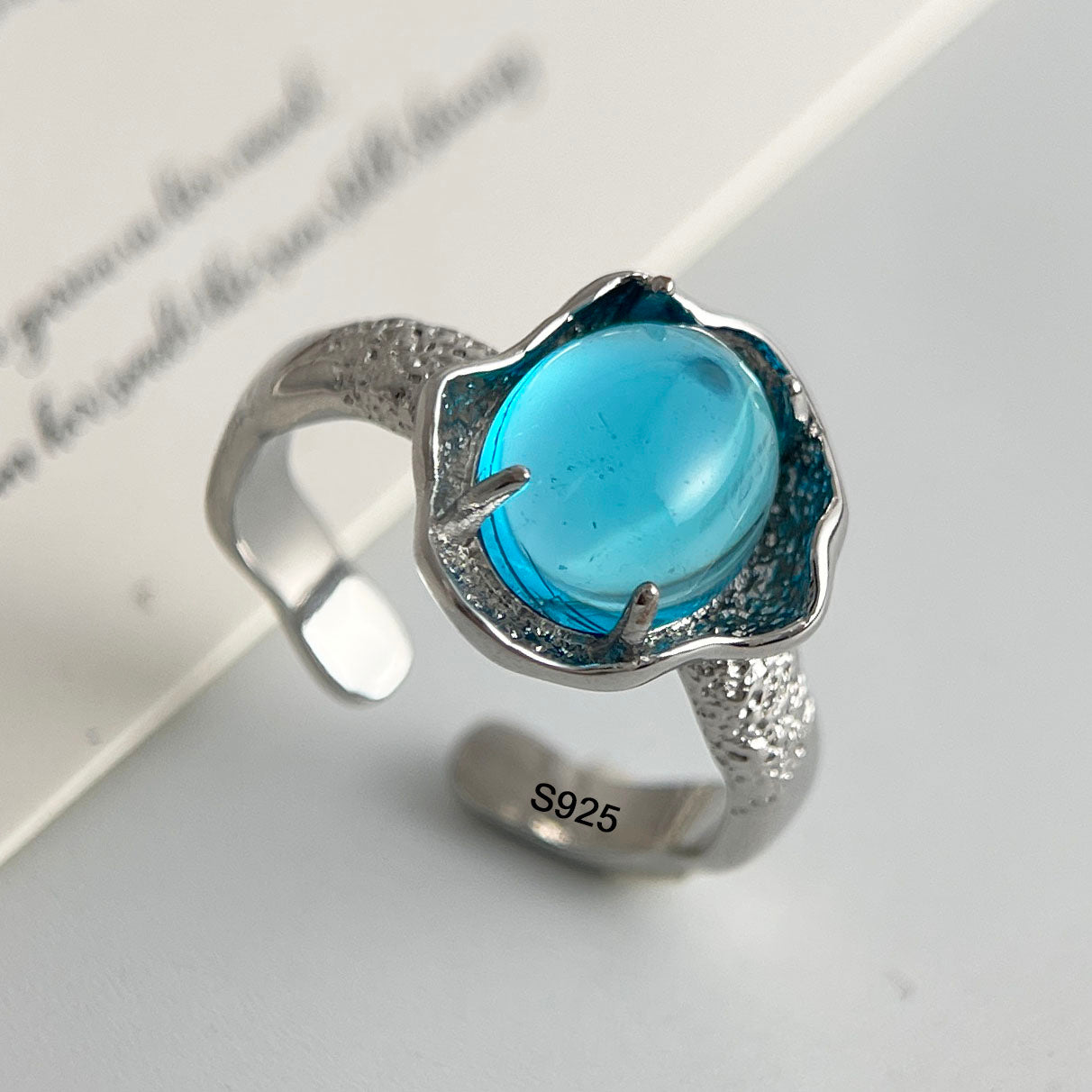 Juego de anillos minimalistas de piedra lunar en plata de ley 925 hechos a mano