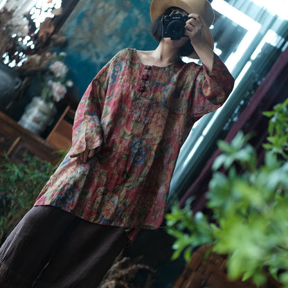 Women's Vintage Ramie Blouse | Oversized Lightweight Natural Shirt
