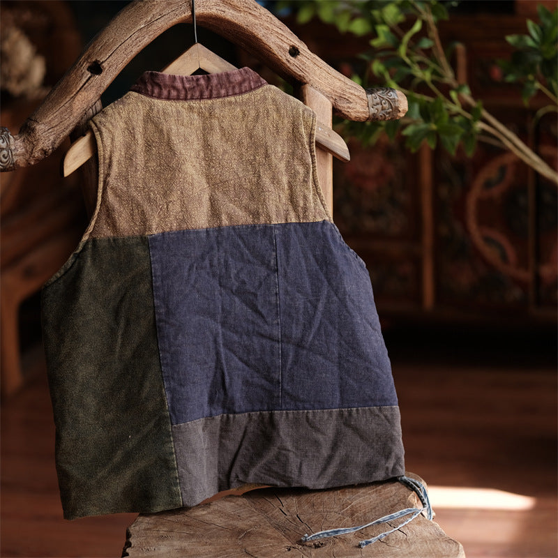 Chaleco cruzado de patchwork vintage