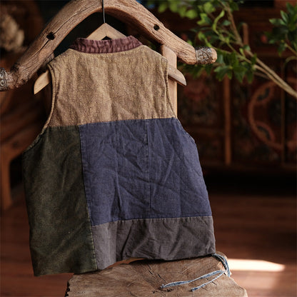 Chaleco cruzado de patchwork vintage