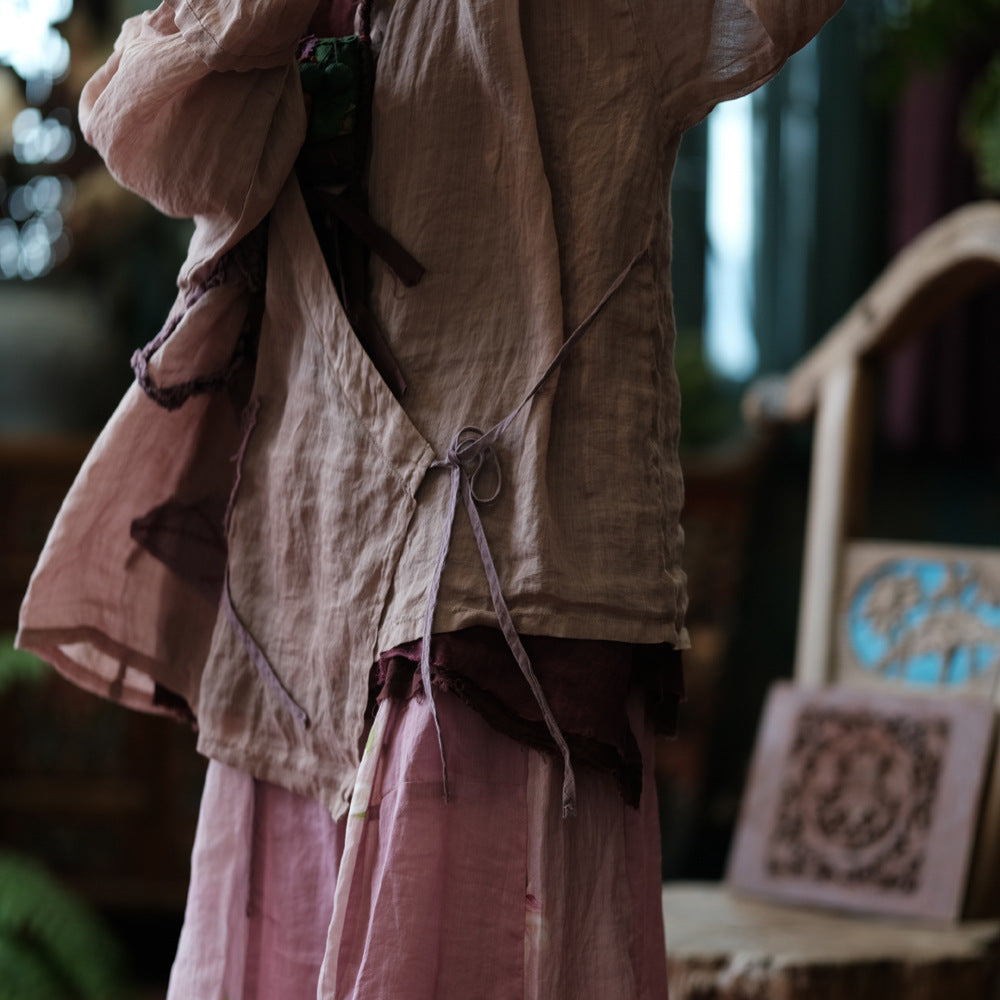 Blusa vintage de ramio con flores