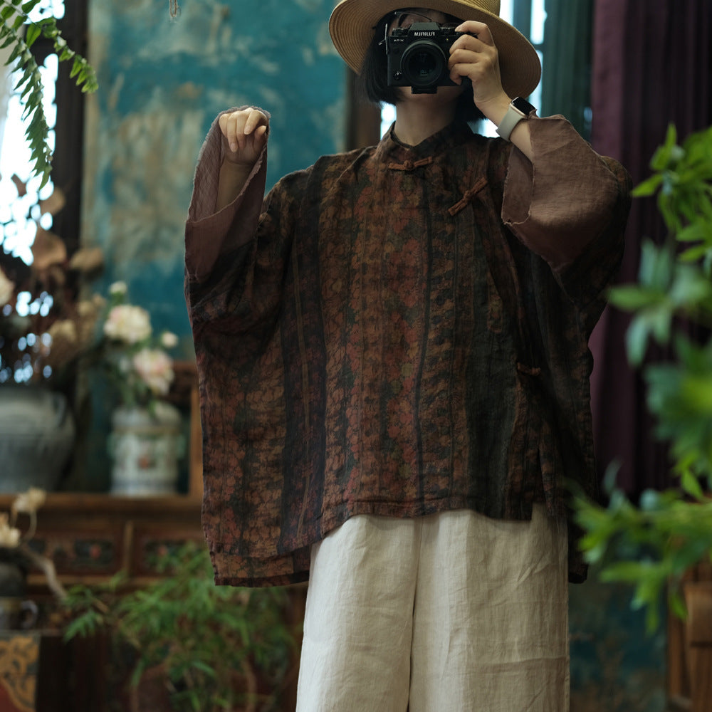 Blusa vintage de ramio tierra