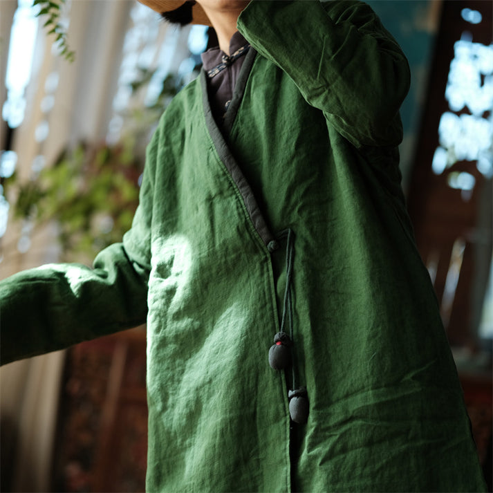Chaqueta de lino vintage con accesorios de tela para atar