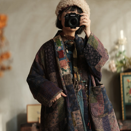 Meadow Patchwork Linen Long Coat