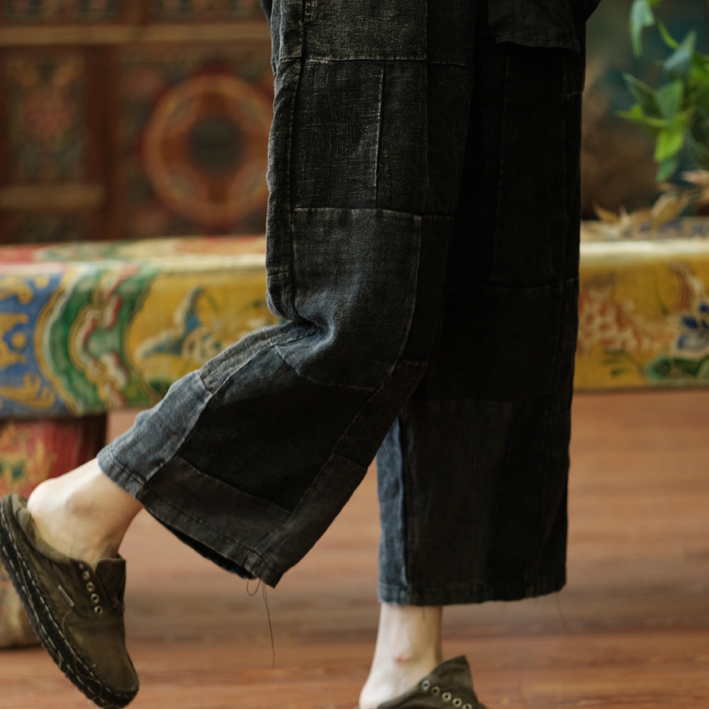 Pantalones de primavera de patchwork vintage