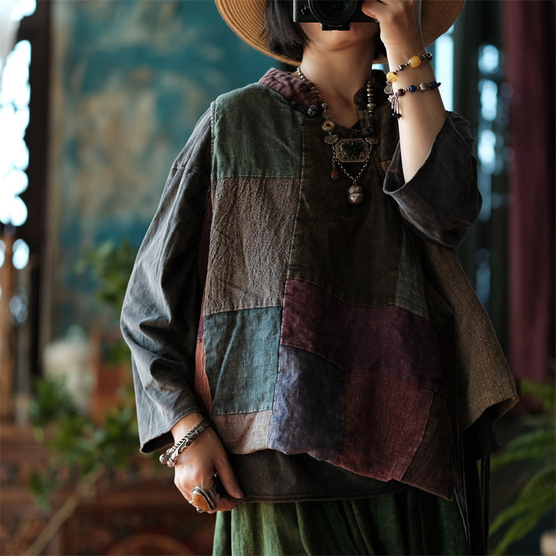 Chaleco cruzado de patchwork vintage