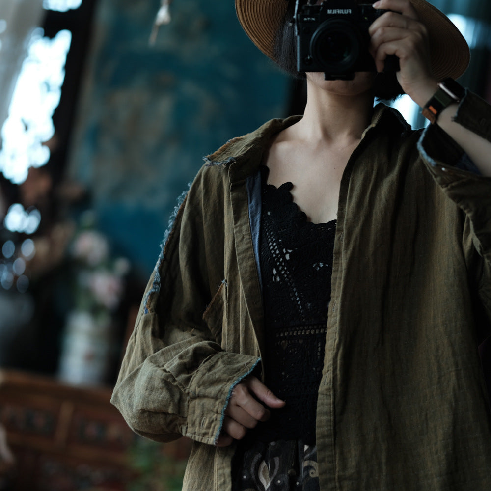 Olive Drift Cotton Shirt