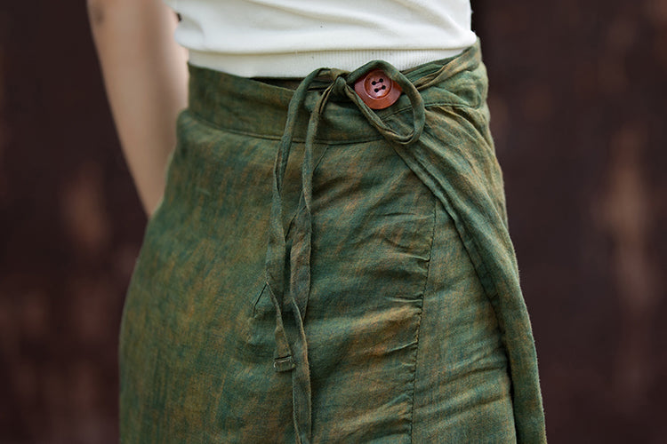 Falda cruzada vintage de lino