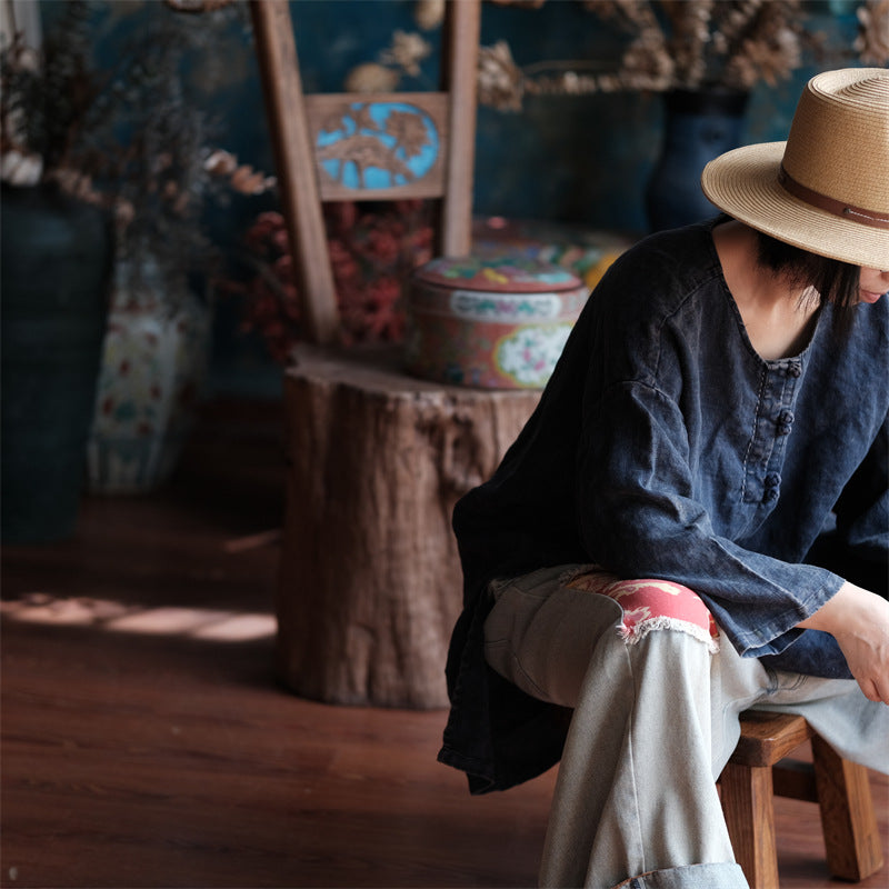 Women's Oversized Vintage Breeze Linen Shirt – Lightweight and Breathable