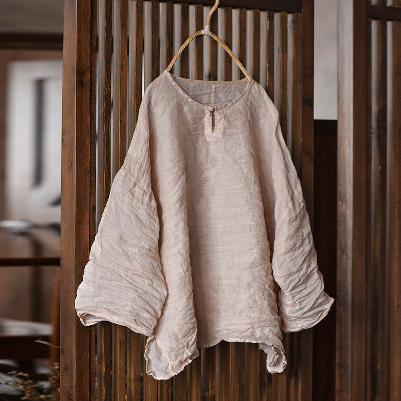 Blusa vintage de ramio con mini botones