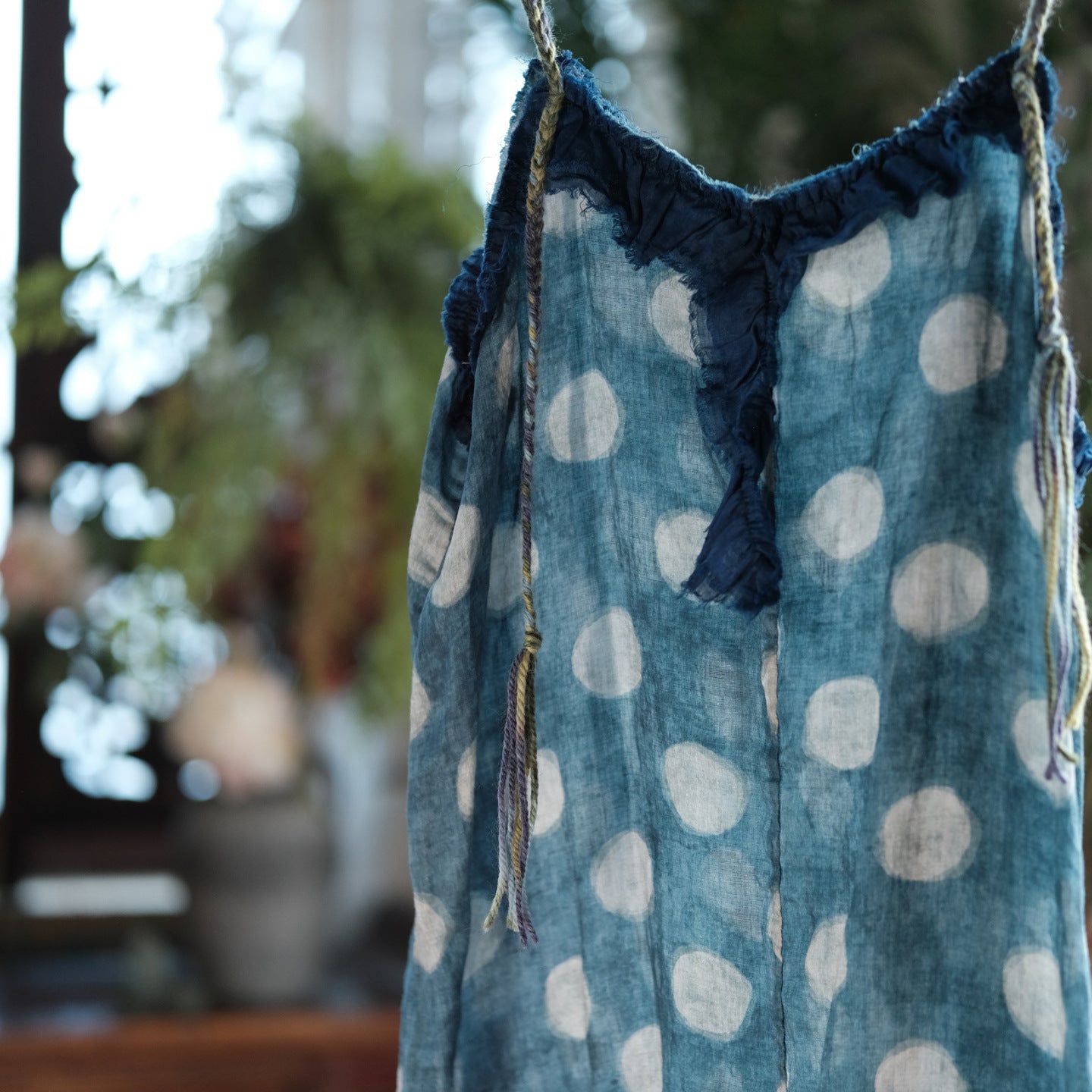 Azure Polka Linen Summe Dress