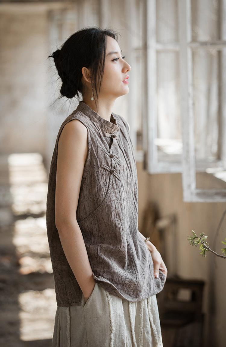 Blusa de lino con cruces vintage