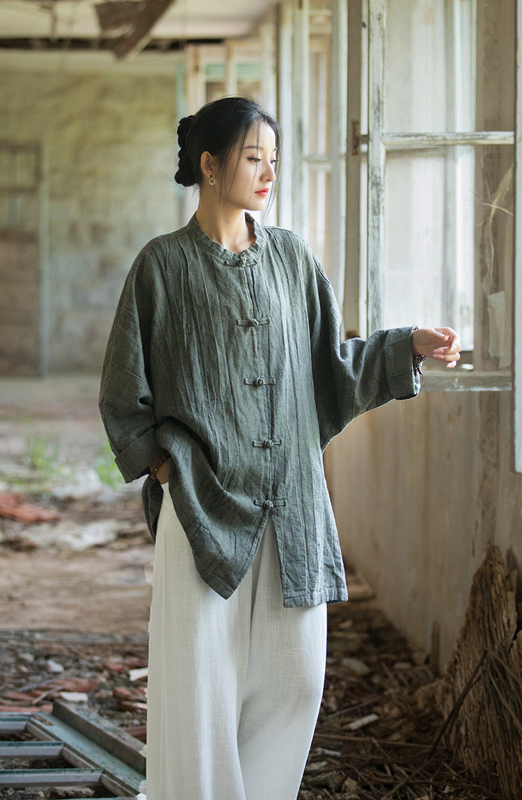 Camisa larga de lino Vintage Harmony