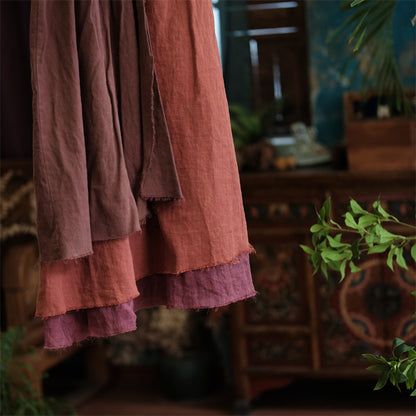Vintage Harmony Patchwork Linen Skirt