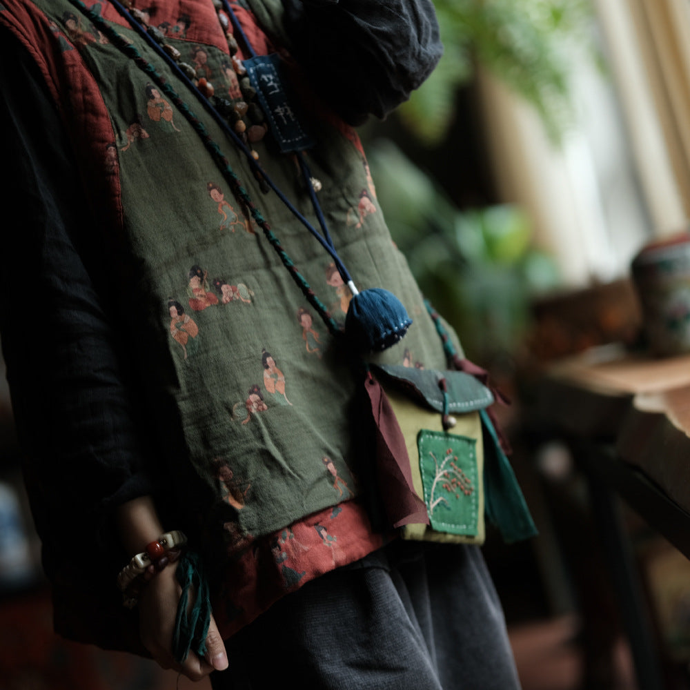 Chaleco de lino con figura vintage