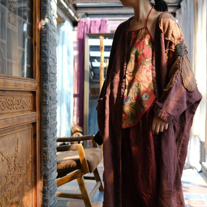 Vestido de lino con patchwork vintage
