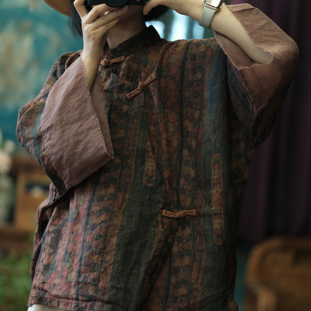 Blusa vintage de ramio tierra