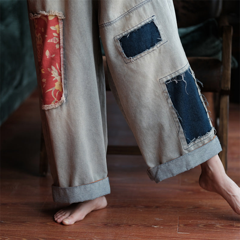 Pantalones vaqueros de patchwork Vintage Bloom