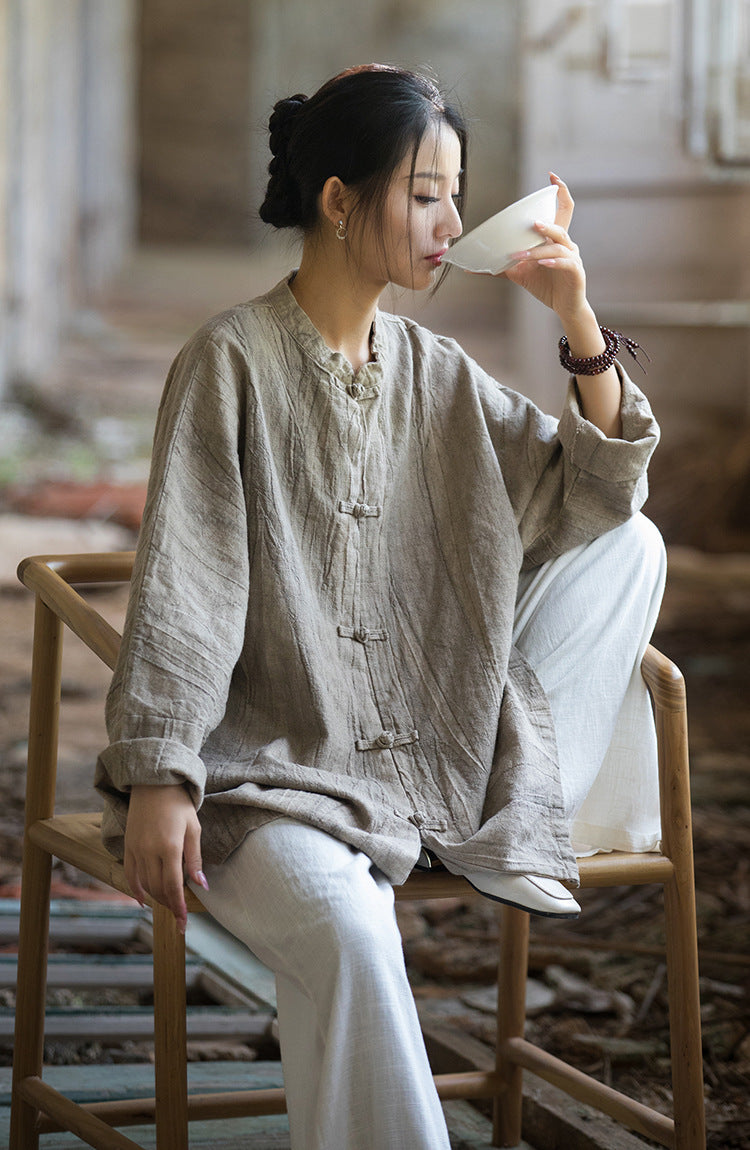 Camisa larga de lino Vintage Harmony