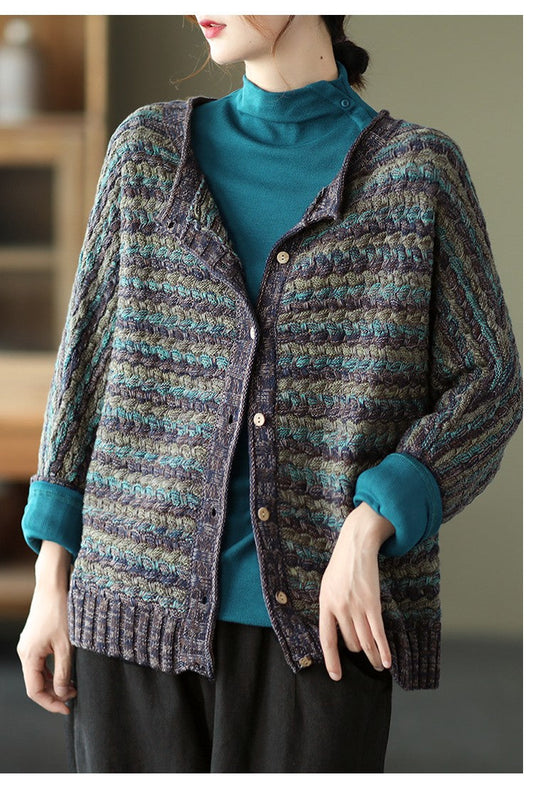 Cárdigan de punto a rayas vintage