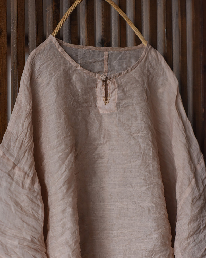 Blusa vintage de ramio con mini botones