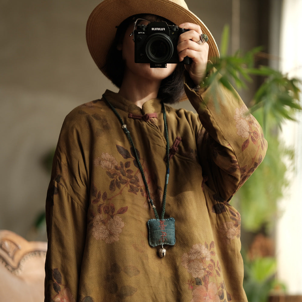 Vestido-túnica Vintage Bloom con detalle de botones