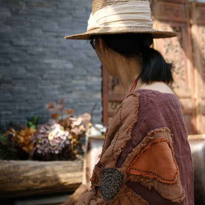 Vestido de lino con patchwork vintage