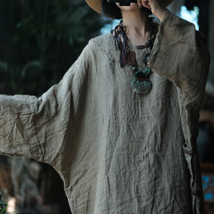 Earthfall Patchwork Linen Dress