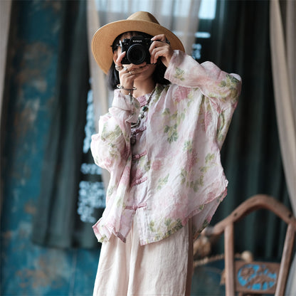 Blusa vintage floral con viento