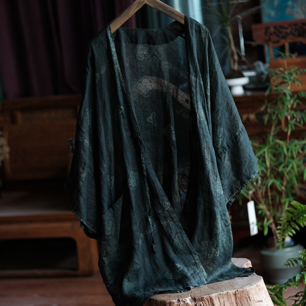 Shadow Bloom Ramie Kimono