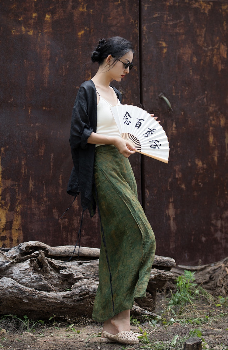 Falda cruzada vintage de lino