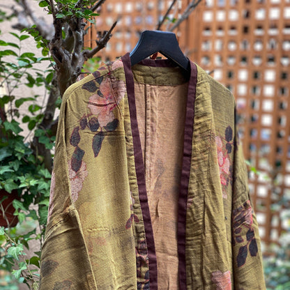 Chaqueta Midi de Lino Floral Vintage