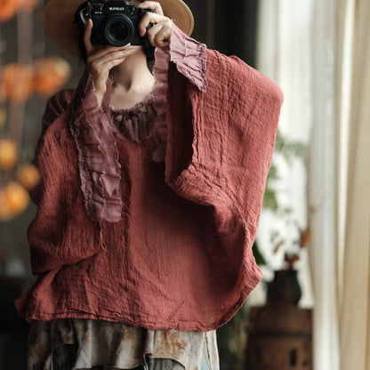 Blusa de retales Heritage Ember de lino