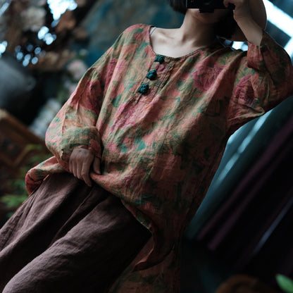Women's Vintage Ramie Blouse | Oversized Lightweight Natural Shirt