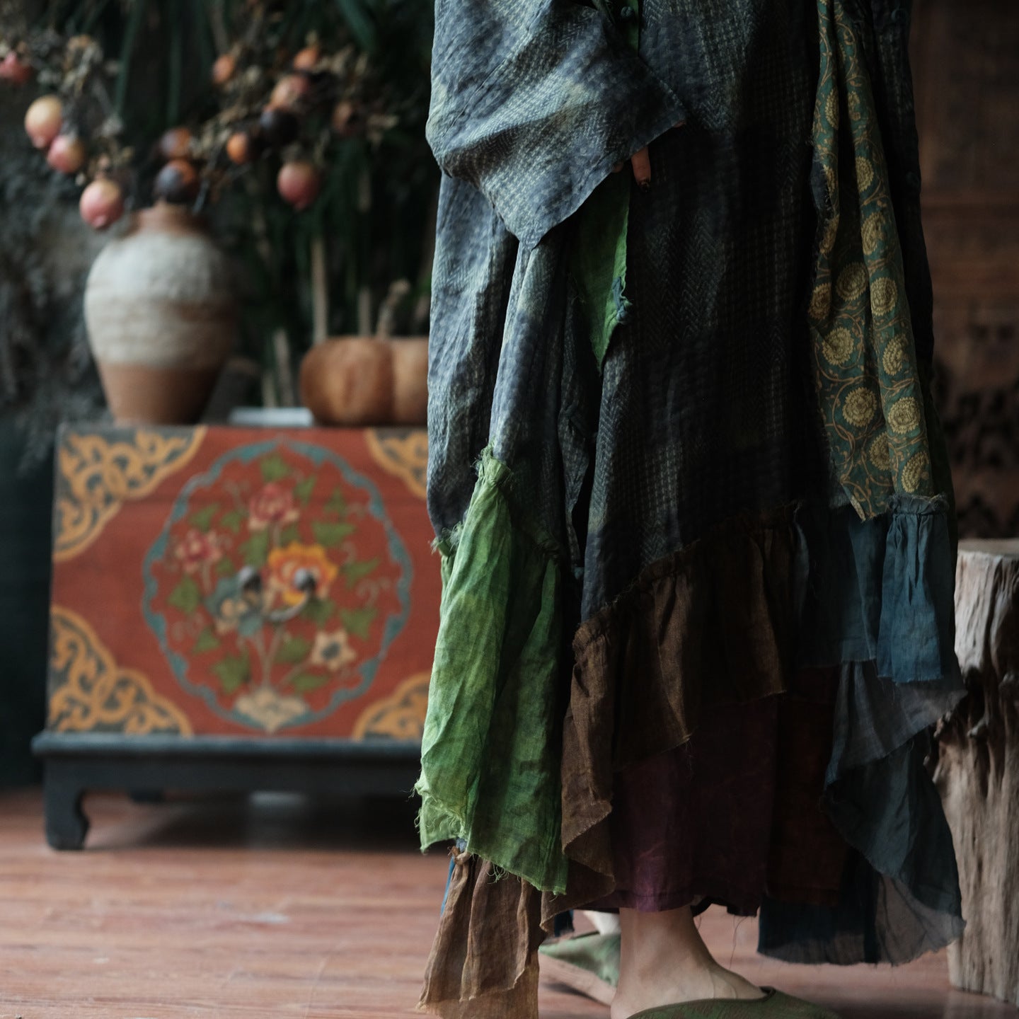 Forest Patchwork Ramie Dress