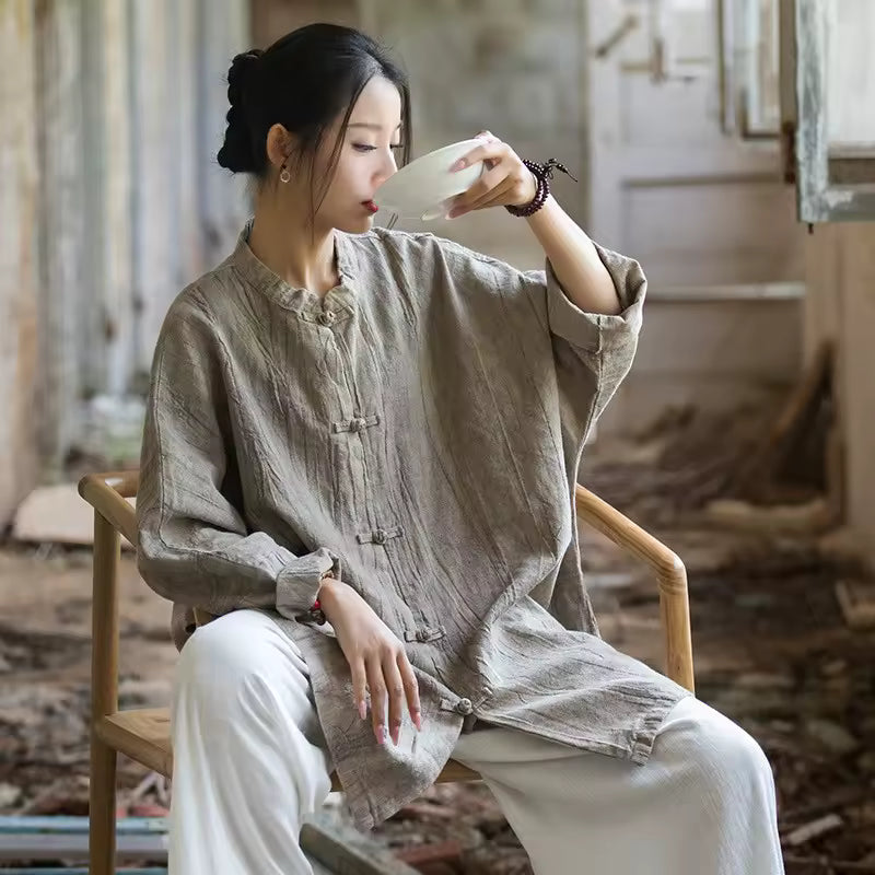 Camisa larga de lino Vintage Harmony