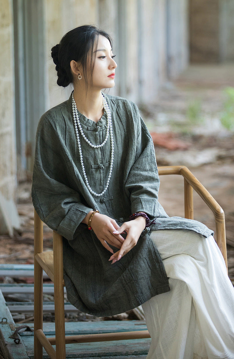 Camisa larga de lino Vintage Harmony