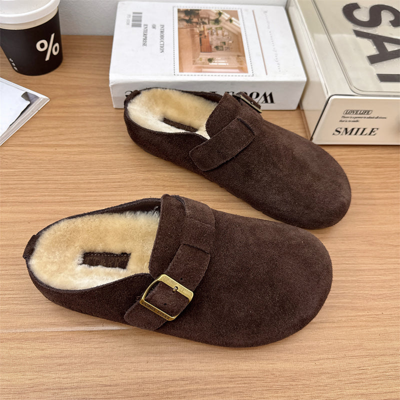 Pantuflas de corcho y ante para mujer