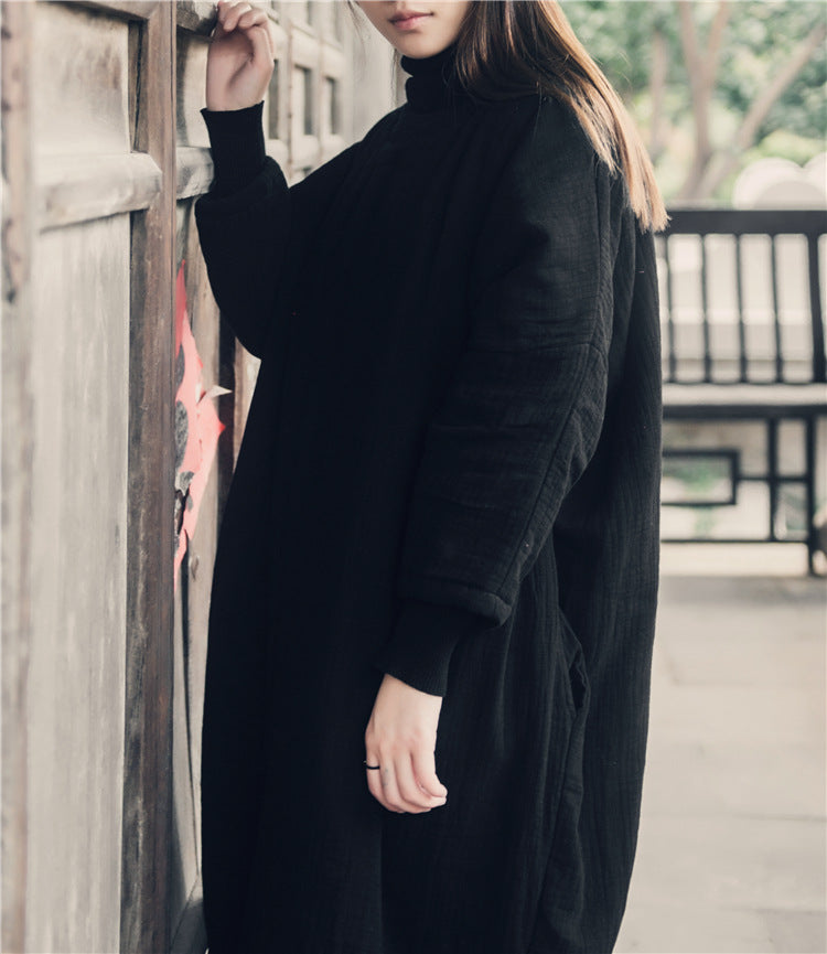 Túnica bordada de algodón y lino de gran tamaño