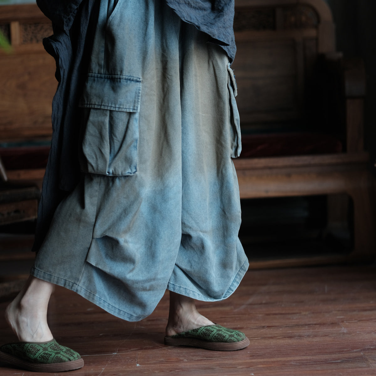 Washed Tide Patchwork Denim Pants
