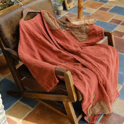 Vestido de lino con patchwork vintage