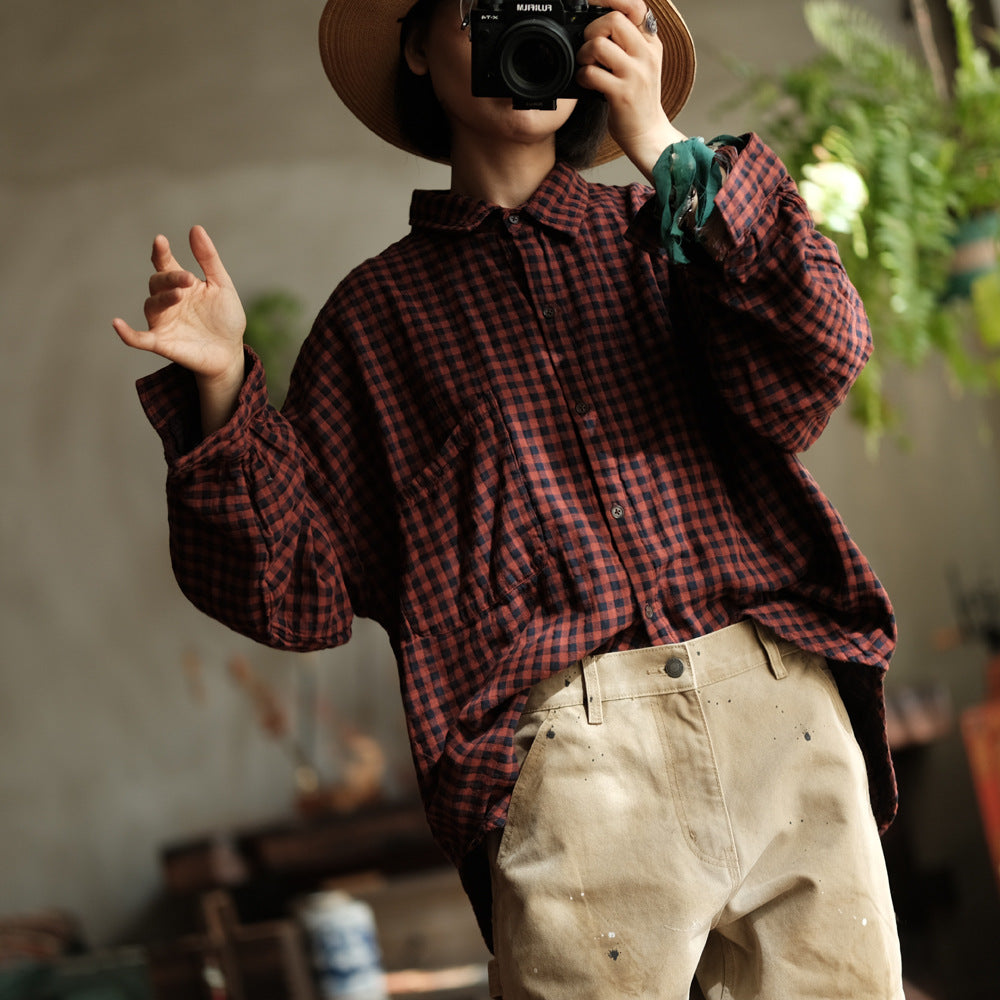 Vintage Plaid Linen Shirt