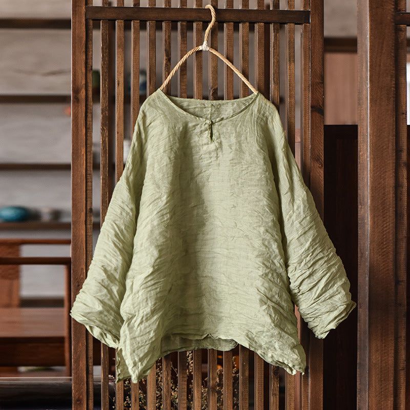 Blusa vintage de ramio con mini botones