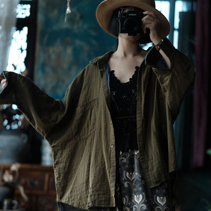 Olive Drift Cotton Shirt