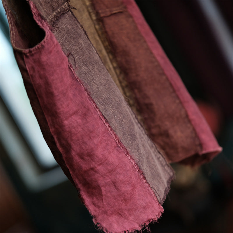 Chaleco de lino con patchwork vintage