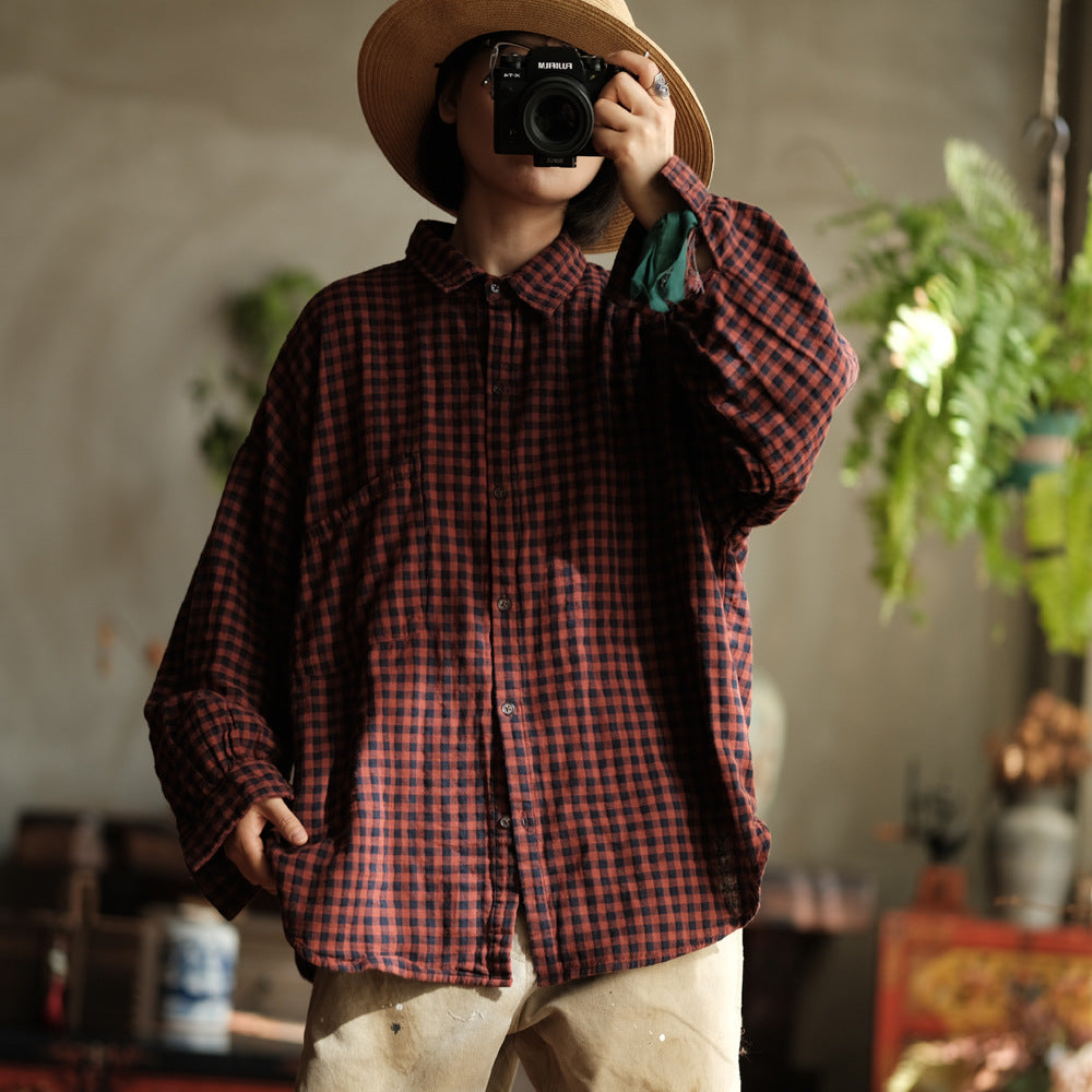 Vintage Plaid Linen Shirt