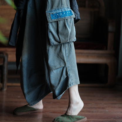 Washed Tide Patchwork Denim Pants