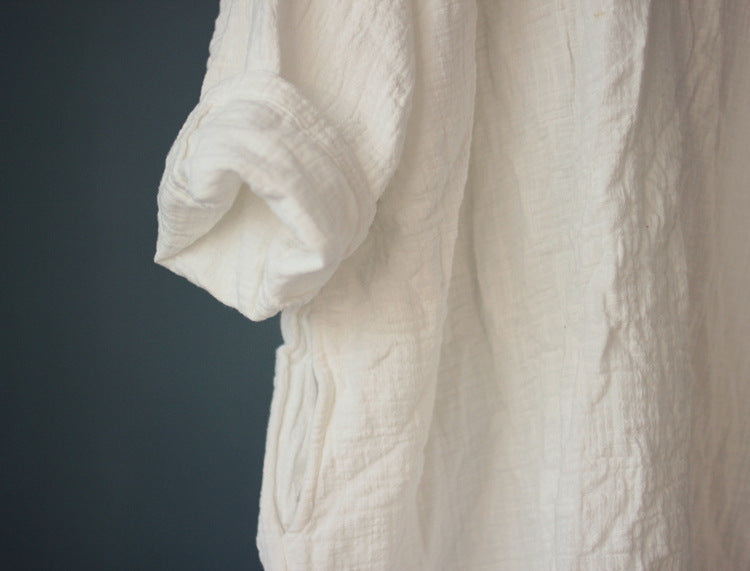 Túnica bordada de algodón y lino de gran tamaño